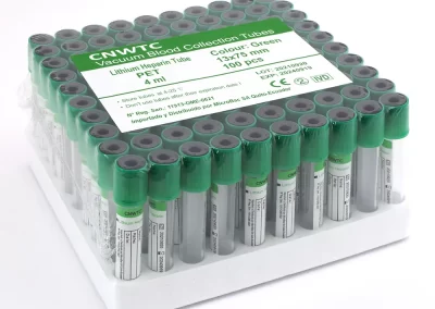 Tubo para extracción de sangre Tapa Verde con Heparina de Litio 4ml